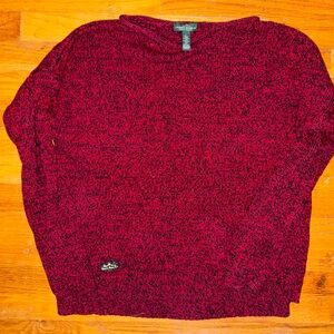Ralph Lauren Women’s Red and Black Crewneck Sweater